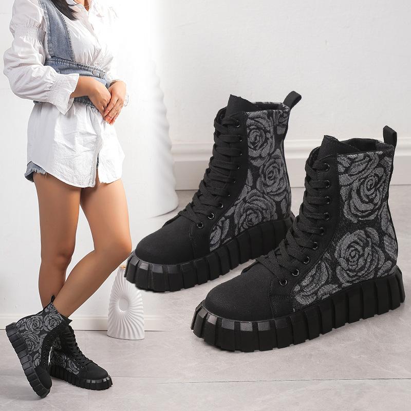 

Женские ботинки большого размера со шнуровкой, ботинки Martin средней высоты со шнуровкой