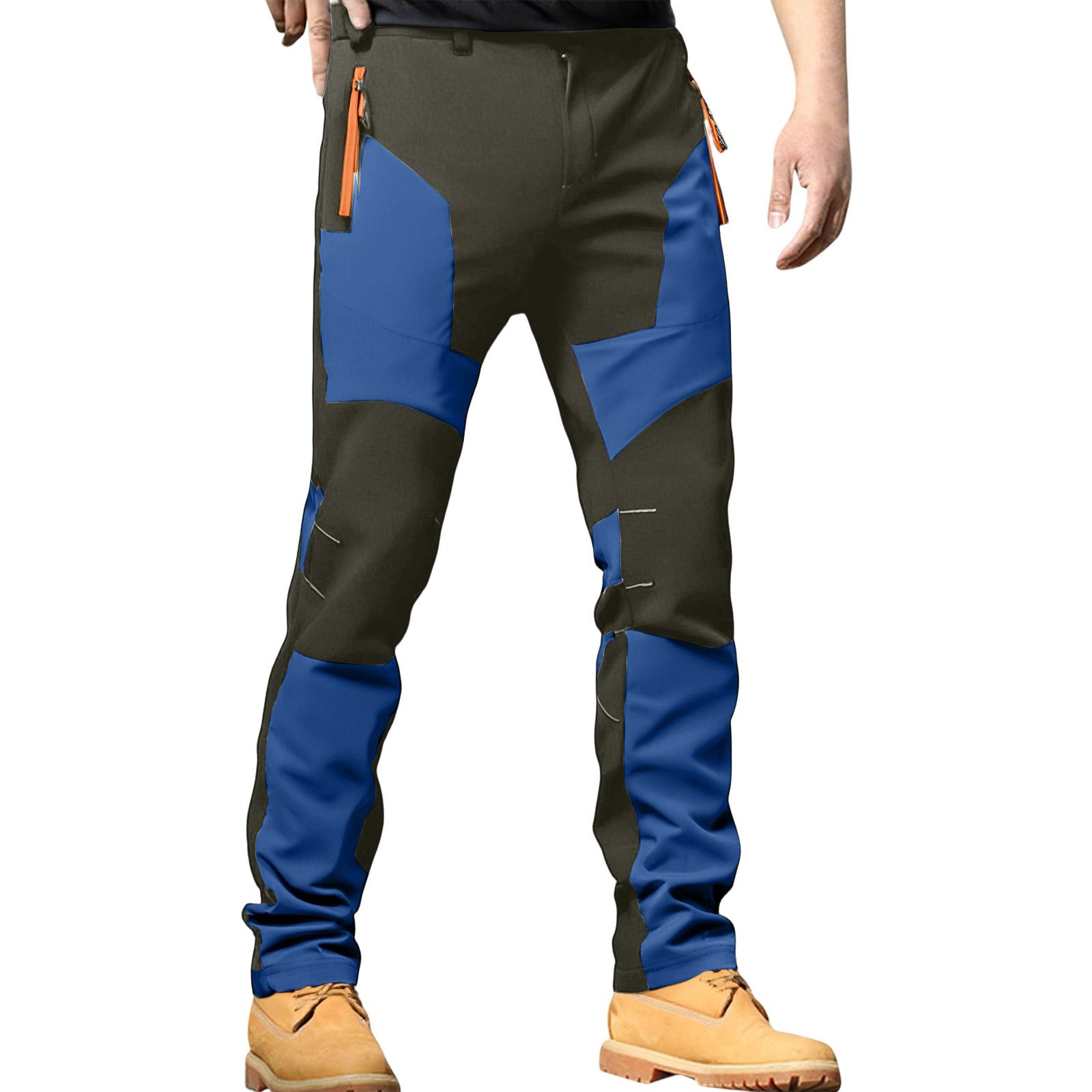 

Men Outdoor Hiking Pants Windproof Lightweight Trousers with Zipper Pockets and Adjustable Waistband XL небо синє кольору