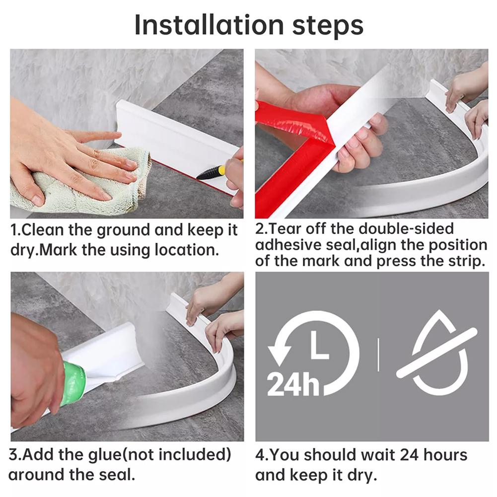 Anti-Splash Shower Strip Bathroom Shower Water Stopper Easy To Clean Effortless To Maintain Flexible And Elastic Material