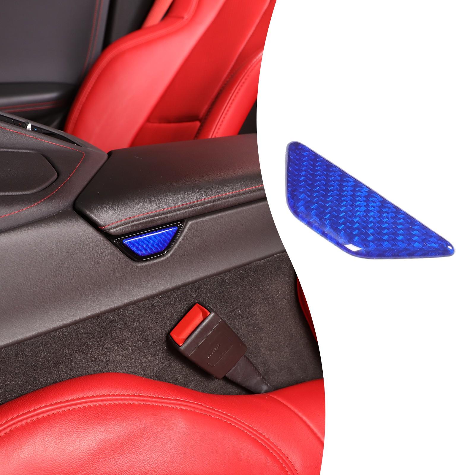 Blue Real Carbon Fiber Armrest Box Switch Trim Cover For Corvette C8 C8 +