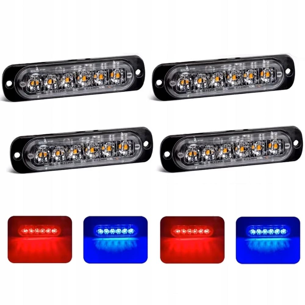 4X Led Red Blue Flash Warning Lamp Remote Control 6 Smd Programs