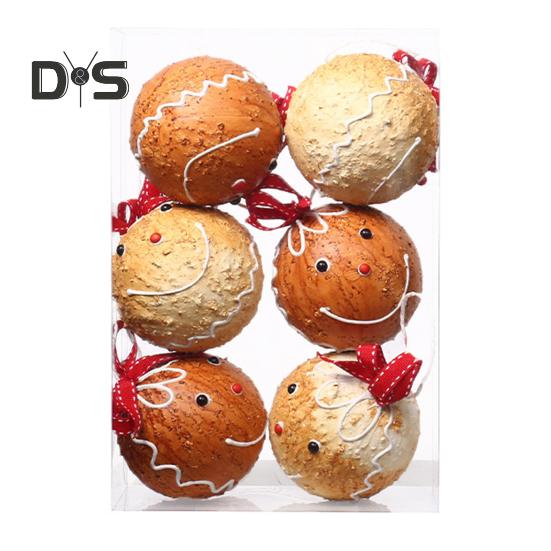 

6 шт. Рождественские шары, украшения, небьющиеся, подвесные, пенопластовые, шары, пряничная тема, рождественские шары, украшения для елки, домашний декор светло-коричневого