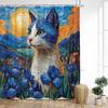 Cute Cats Shower Curtain Vintage Watercolour Floral Plant Animals Pet Kids Bath Curtains Fabric Home Bathroom Decor With Hooks