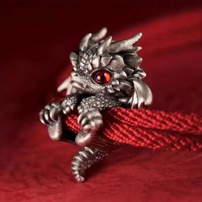Bransoletka Dragon Twisted Rope Vintage Chinese Style Polerowany stop Lekki Hip-Hop Akcesoria na nadgarstek Unisex Bransoletka Biżuteria