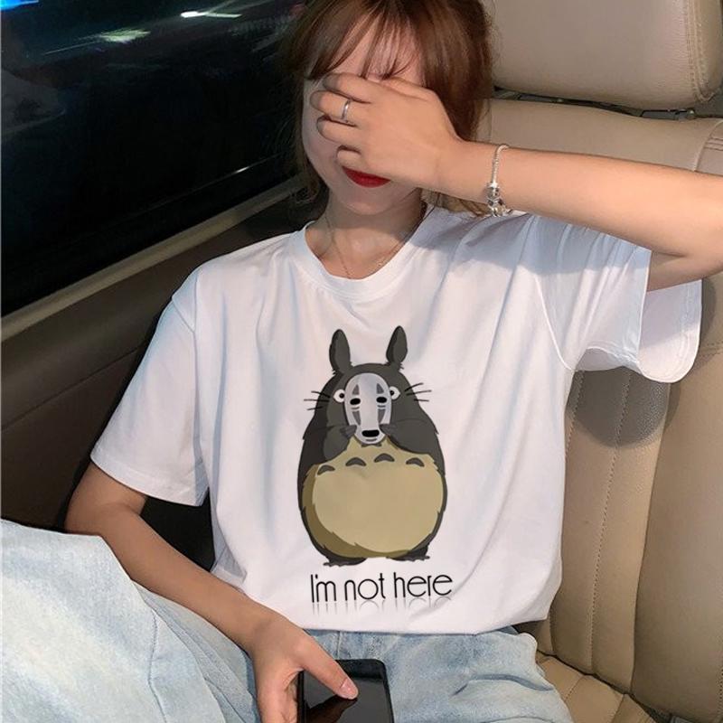New Totoro T Shirt Women Studio Ghibli Kawaii 90S Graphic T-Shirt Harajuku Miyazaki Hayao Ullzang Tshirt Top Tees Female