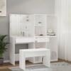 VidaXL Ensemble de Coiffeuse avec LED Table Cosmétique Coiffeuse de Maquillage Table à Bijoux Chambre à Coucher Blanc Bois 3114099