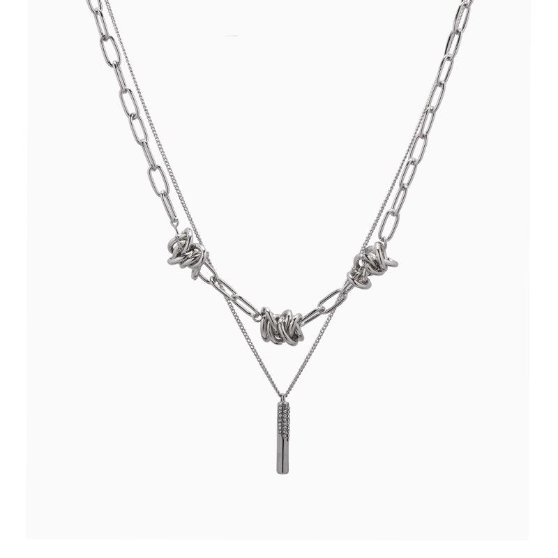

New double-layer ring stick necklace, men s and women s hip-hop street cold wind cool tide dancing chain, sweater accessories women