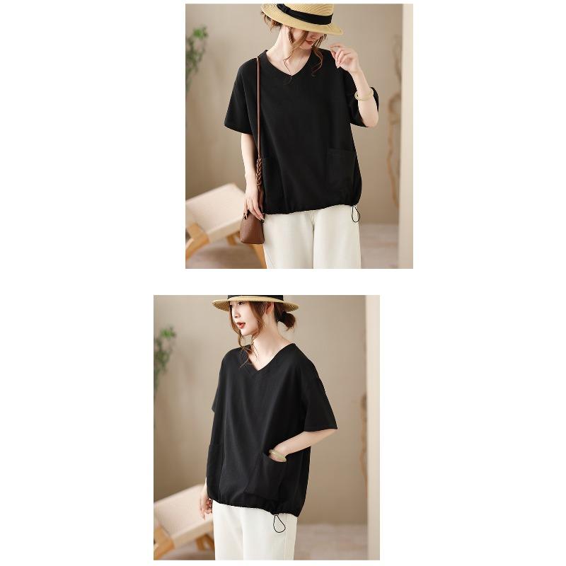 DIMANAF 2026 Plus Size Summer Women T-Shirts Casual Lady Tops Tunic Shirt Oversize Loose Tees Cotton Solid