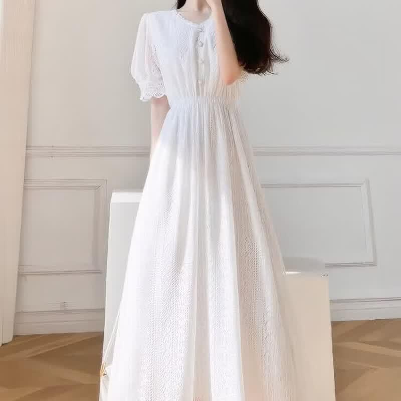 La Chapelle French Style Short Sleeve Lace Dress