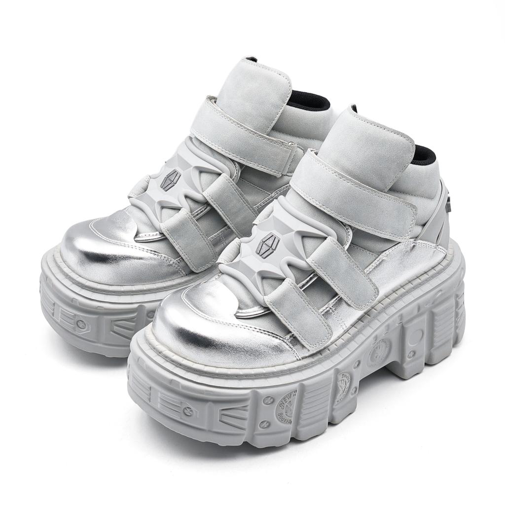 Gothic Knöchel-Rockstiefel Neuer Punk-Stil Damenschuhe Schnürung Absatzhöhe 6CM Plateauschuhe Frau Metalldekor Damen-Sneaker