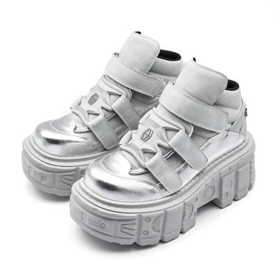 Gothic Ankle Rock Boots  New Punk Style Women Shoes Lace-up Heel Height 6CM Platform Shoes Woman Metal Decor Woman Sneakers