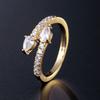 14K Real Gold Plating AAA+ Zircon Simple Snake Shaped Nail Open Ring Elegant Women Daily Workday Ring Party Jewelry