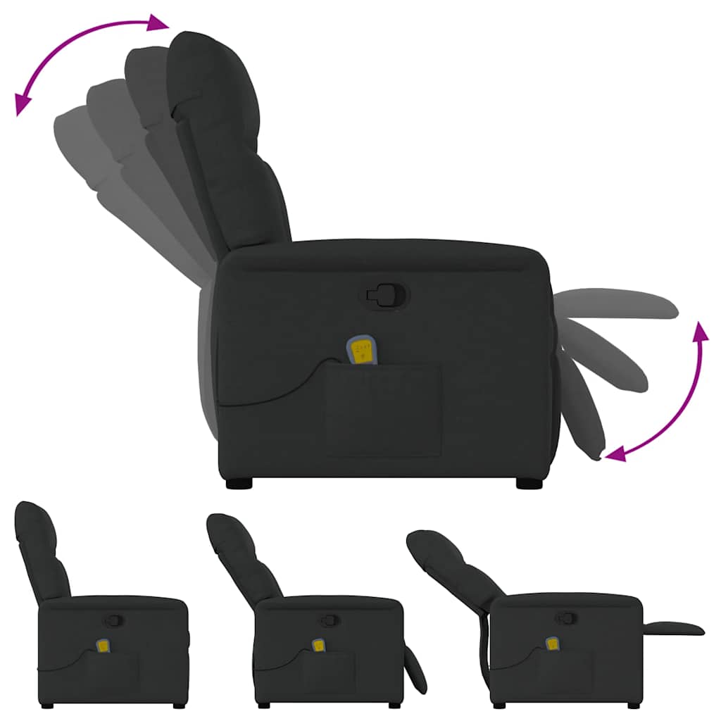 Vidaxl Foldable Massage Armchair, Black, Fabric Upholstered