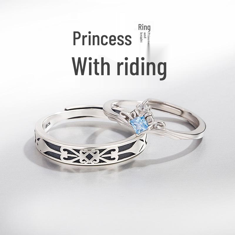 Anelli di Coppia in Zirconio Stile Coreano con Corona per Uomo e Donna - Regolabili, Semplici e alla Moda Anelli di Matrimonio