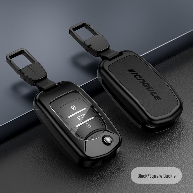 Baojun E100/200/310/530/360 Car Key Case - Metal and Leather Key Shell with Buckle