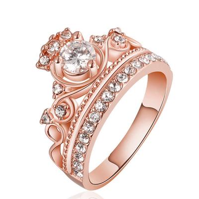 Personalized European and American Crown Ring Electroplated Gold Diamond Set Couple Accessories Creative Accessories Ring