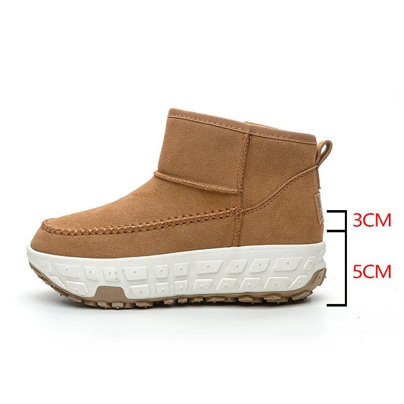 

8Cm small man shows height snow boots winter new leather short tube inner height increase tire bottom non-slip women s boots 35
