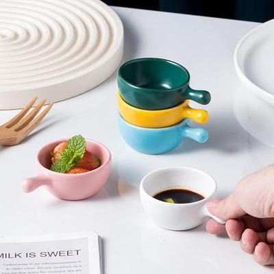 Saucer With Handle Ceramic Small Dish Cream Color Cute Soy Sauce And Vinegar Dish For Dining Room Kitchen Ketchup Dipping Sauce