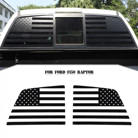 2pcs Car Rear Window Stickers Decals Trim for 2009-14 Ford F150 American US Flag