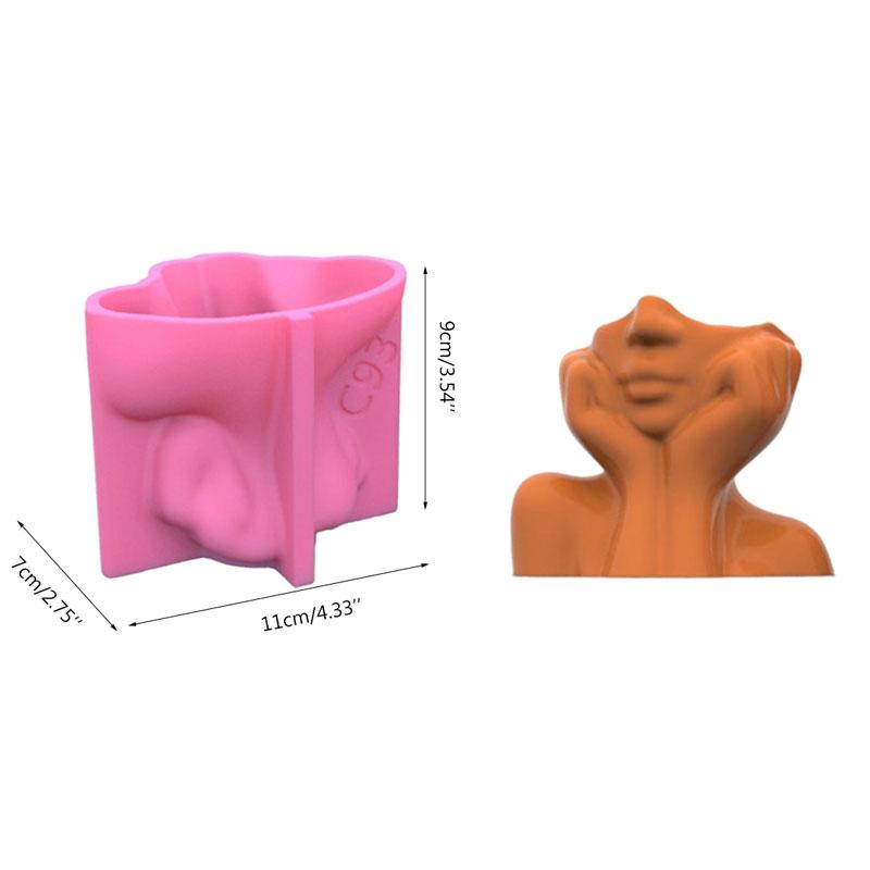 

Unique Face Girl Pen Holder Mold Flower Pot Silicone Mold DIY Crafts Ornament Tool DIY Succulent Planter Mold Nonstick сливовий