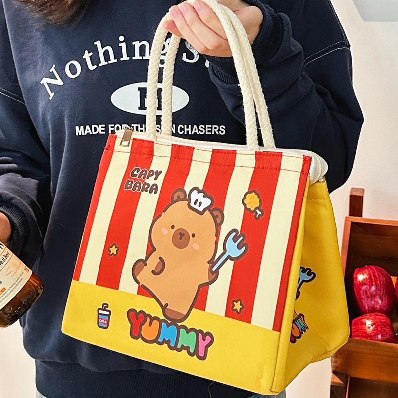 Kawaii Kreslená Kapybara Taška na Oběd Izolovaná Nákupní Taška Taška na Bento Obědové Tašky Pro Ženy Dívky Přenosná Termotaška Dárky