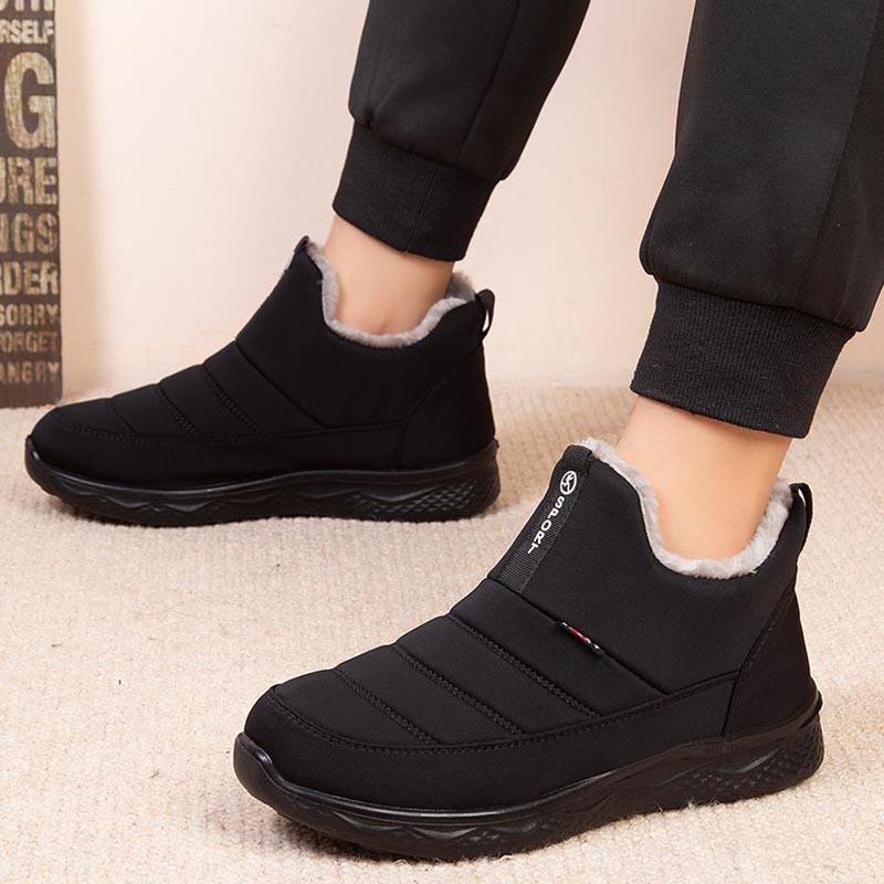 Winter Plus Velvet Thickened Warm Large Size Flat-bottomed Non-slip Cotton Boots