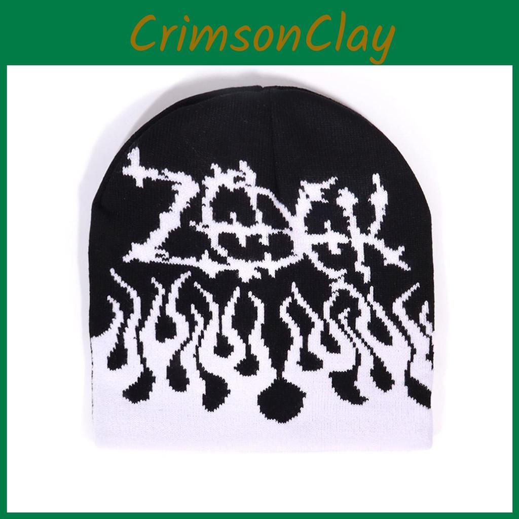 Flame Street Style Pattern Neutral Casual Knitted Hat For Fall And Winter