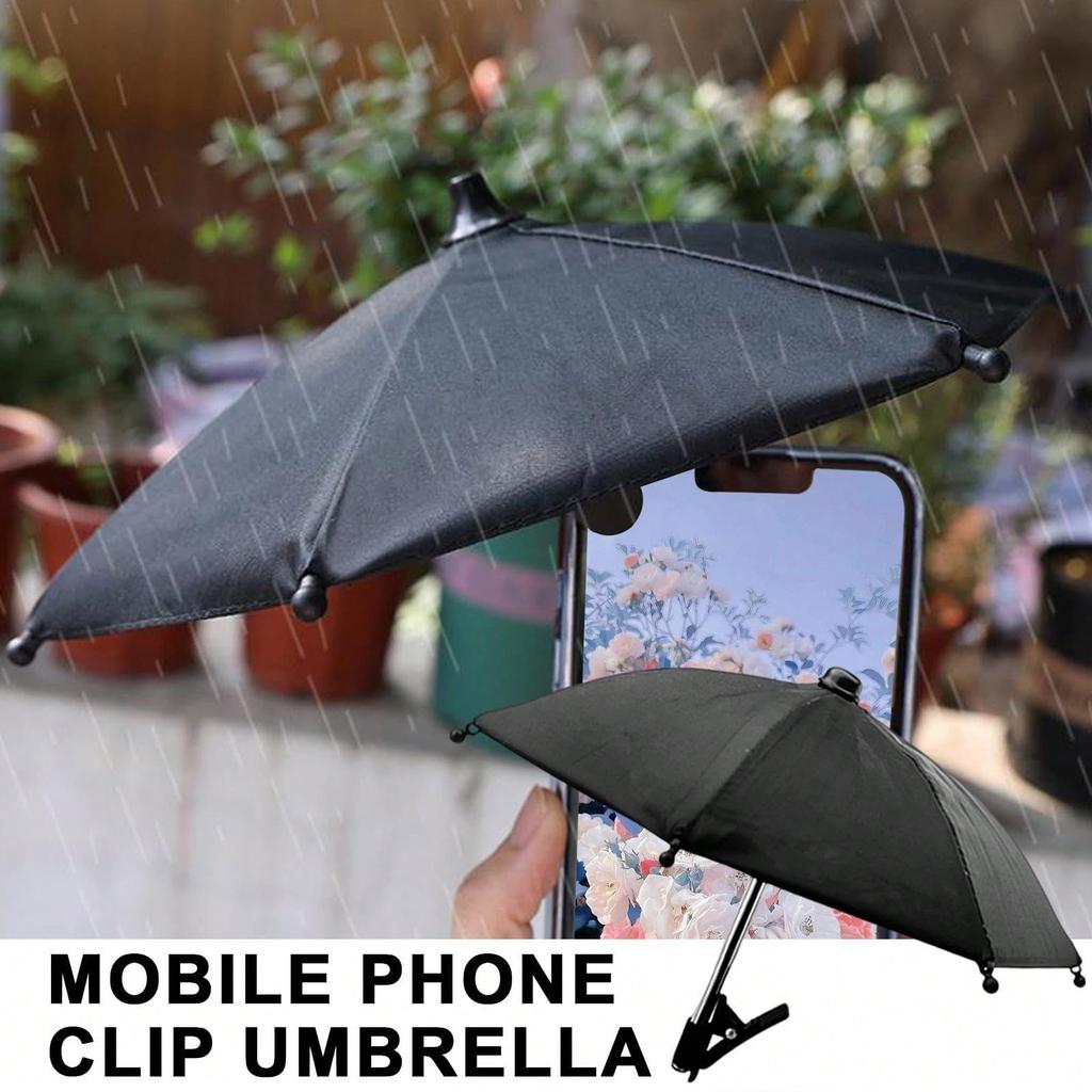 Portable Phone Holder Umbrella, Waterproof UV Protection Mini Parasol with Phone Stand, Anti Glare Sun Shade for Outdoor Travel