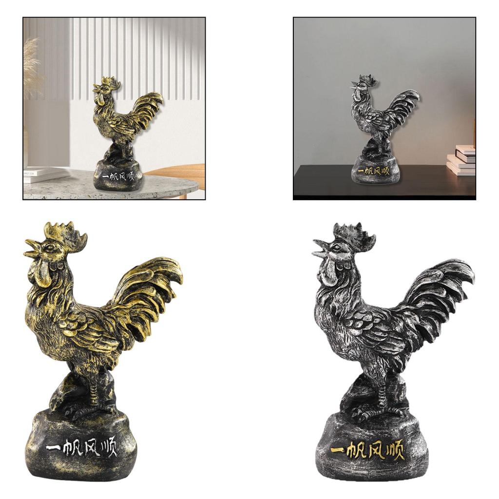 Lucky Rooster Figurine Tabletop Decoration 9.7×5×15cm Wear Resistant for Lucky Blessing Lightweight Versatile Resin