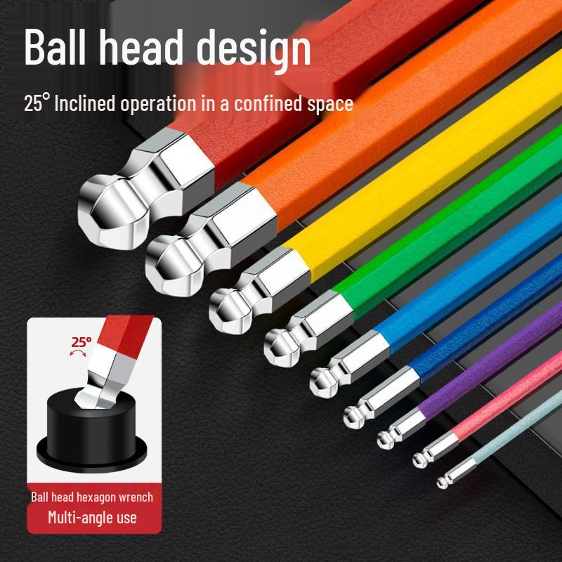 Colored Hex Key Set with Multifunctional 6-Point Screwdriver