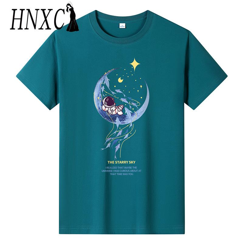 HNXC Bavlněné tričko s krátkým rukávem Pánská móda Košile s volným polovičním rukávem Košile s potiskem