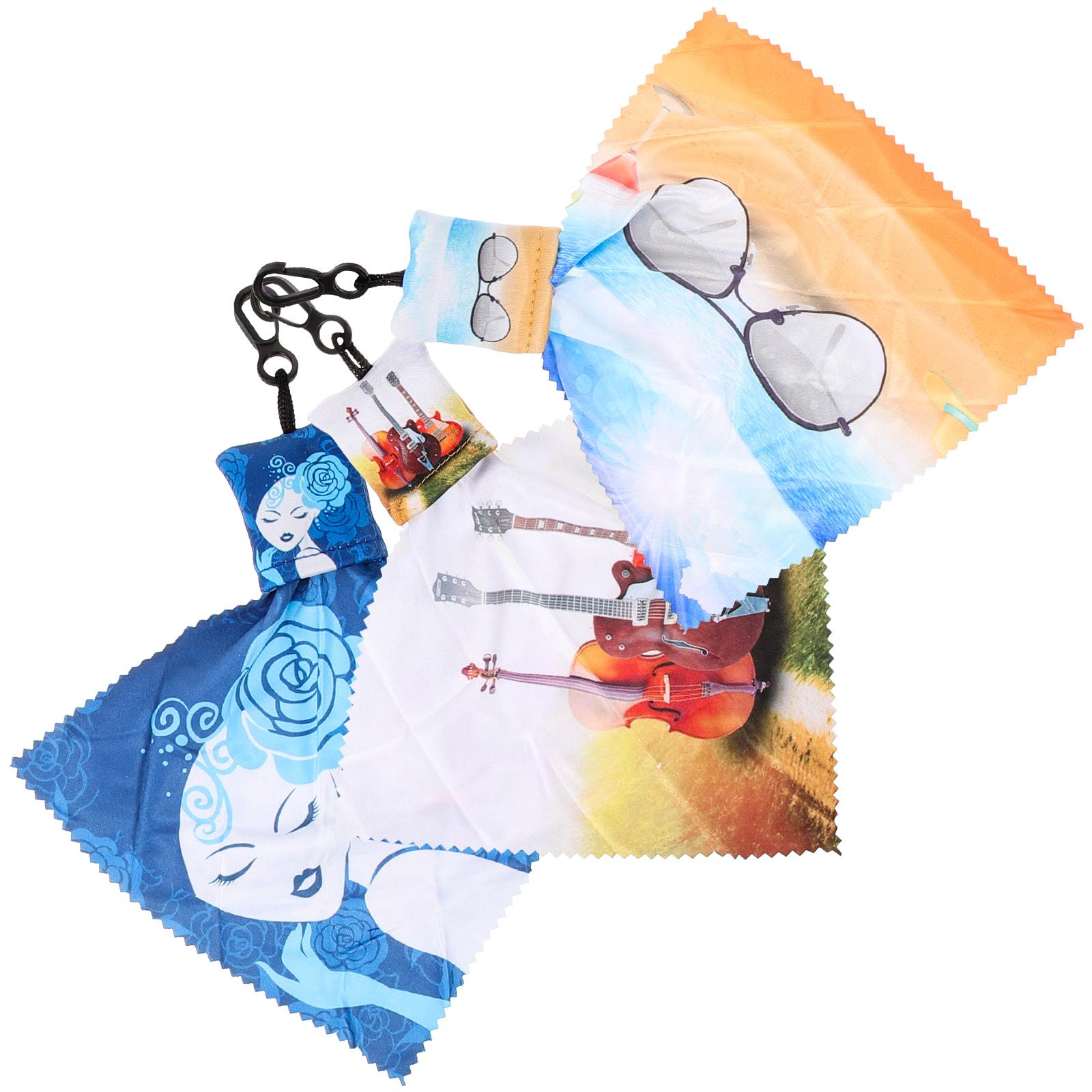 3 Pcs Key Chain Eye Glasses Lens Cleaning Cloths Metal Screen Wipes Electronics