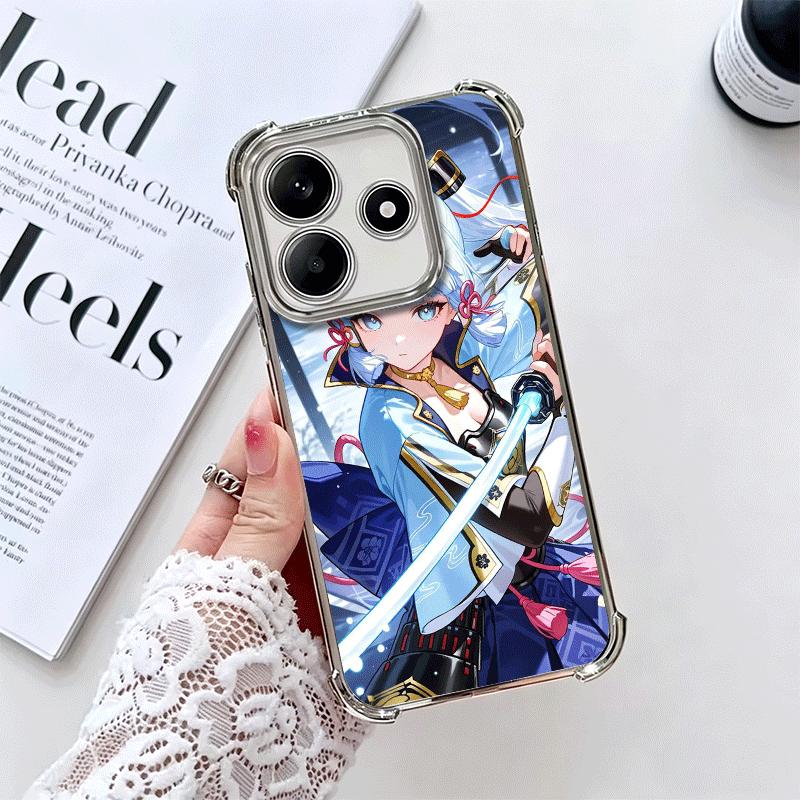 

Genshin Impact Kamisato Ayaka Plating Phone Case For Xiaomi Redmi Note 14 15 Pro Plus 13 12 11 11S 11T 10 9S 9 5G Anti-Fall Aira Redmi Note 12 Pro 4G