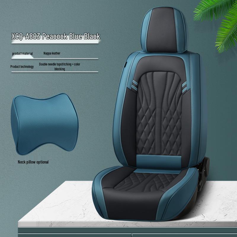 All-Season Nappa Leather Car Seat Cushion - Breathable, Perforated Universal Cover