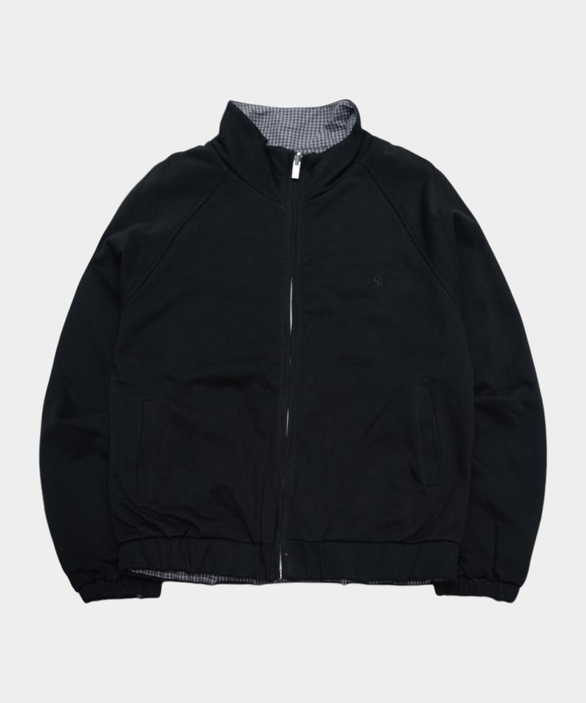 SOMEPLACE MAN Half-Neck Check Contrast Reversible Oversized Daily Two-Way Long Sleeve Zip-Up Jacket [Black]