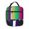 No Signal TV Test Card Pal NTSC Tote Insulated Lunch Bag Retro Handheld Food Bags Leakproof Cooler Thermal Office Large Capacity