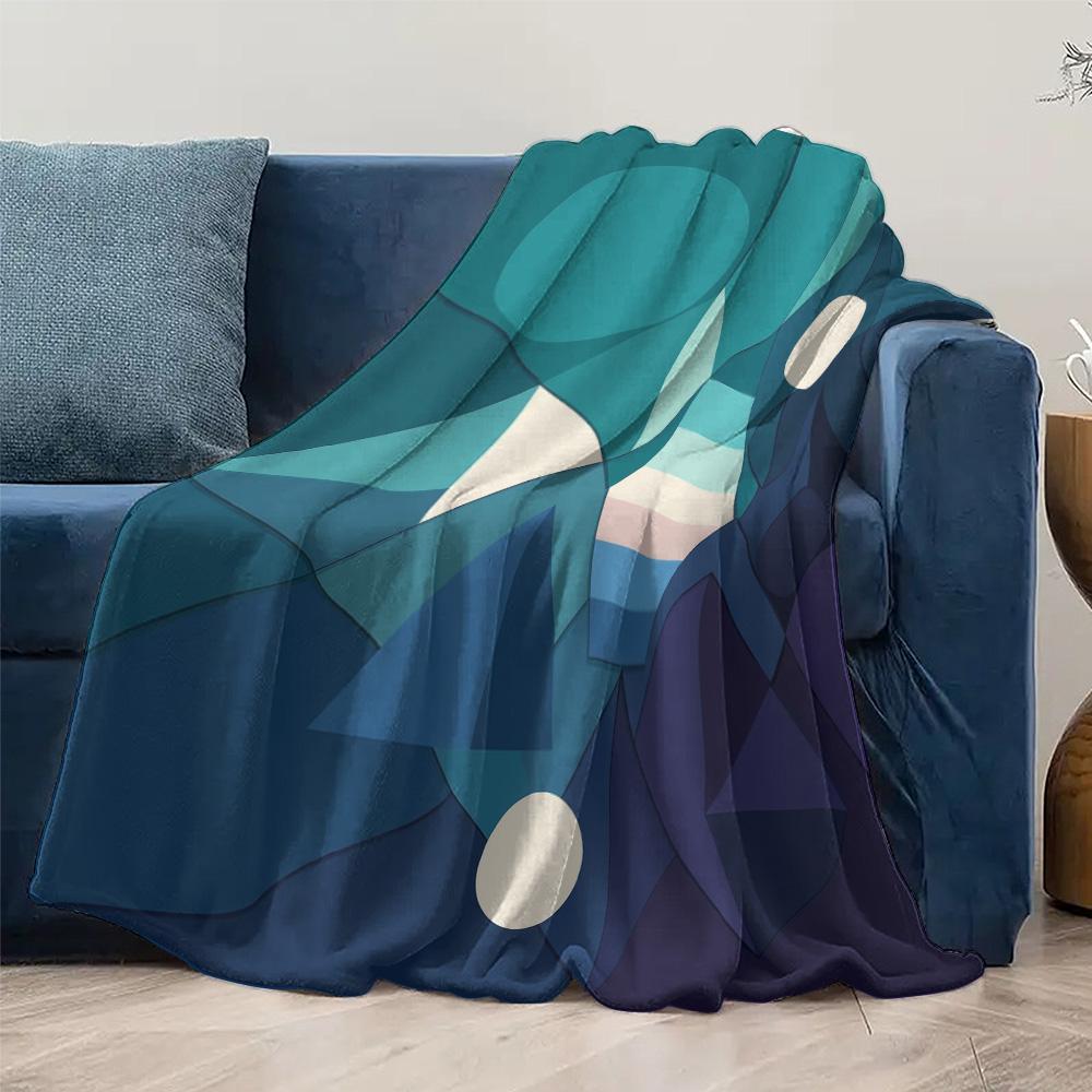 Plush Geometric Galaxy Blanket - Space Print Soft Fleece Throw for Kids Teens Adults Sofa Bed Decoration Gift