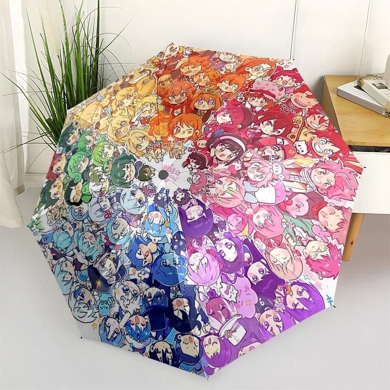 

1pc Character Umbrella - Automatic Opening, Portable 3-Fold Design, 8-Bone Iron Frame, Outdoor for Fans, Travelers, Daily Use, Gift Idea.U036