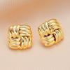 Gold-Tone Geometric Twist Earrings: Fashionable and Versatile Multi-Layer Braided Earrings for Women.