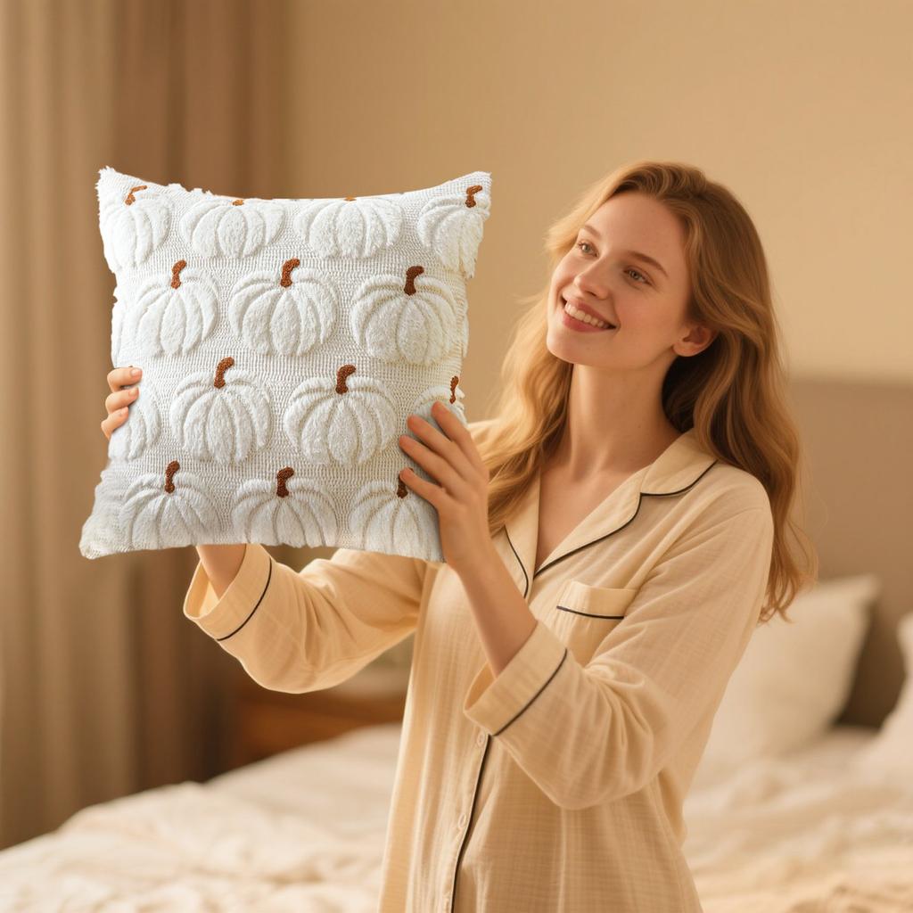 Pumpkin Fall Pillow Covers Halloween Throw Pillow Cover Couch Cushion Case Plush Pillow Cushion Cover for Halloween Decoration