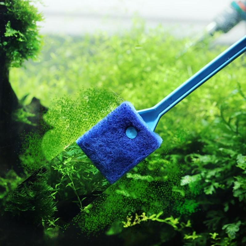 Aquarium Fish for Tank Algaes Cleaning Brush Double-Sided Sponge Non-Slip Handle Cleaner for Glass Aquariums Home Kitche