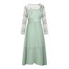 Women's Dress Chiffon Elegant Lace Patchwork Dress Cut-out Long Dress Long Sleeve Bridesmaid Evening Dress