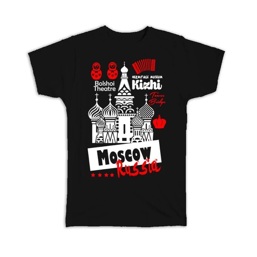 Gift T-Shirt : Moscow Russia Turistic Places Graphic Bolshoi Theatre Hermitage 2XL