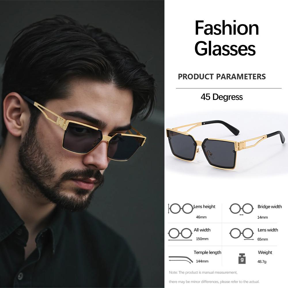 Vintage Sunglasses for Men Geometric Square Hollow Design Classic Trendy Accessories Glasses For Men
