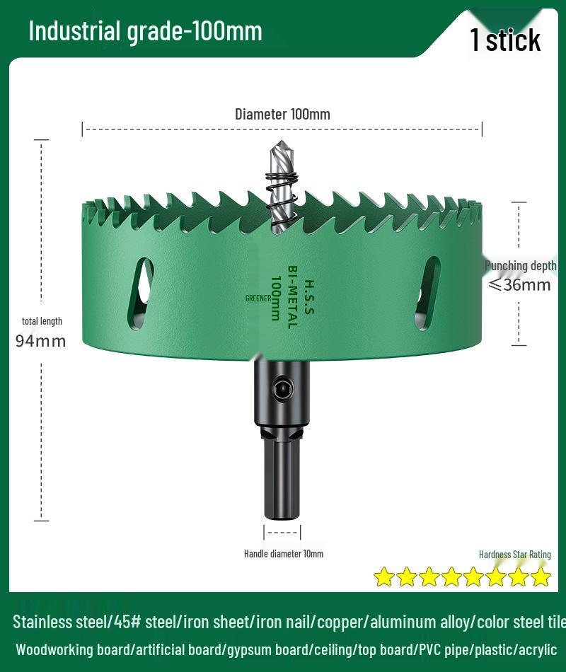 Green Forest Hole Saw Drill Bit for Metal, Wood, Plastic, and Gypsum Board