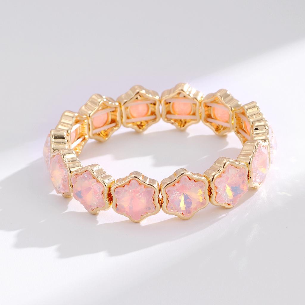 Trendy New Arrival Alloy Stretchable Colorful Glass Bracelet Elastic Cuff Geometric Bracelet Jewelry Gift for Women