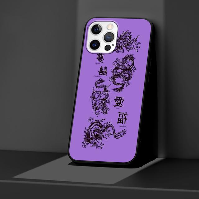 

Чехол с татуировкой дракона для Iphone 14 11 13 Pro Max 12 Mini Xr 7 8 Plus Se 2020 Xs 6 6s + чехол, черный мягкий чехол для мобильного телефона iPhone 12
