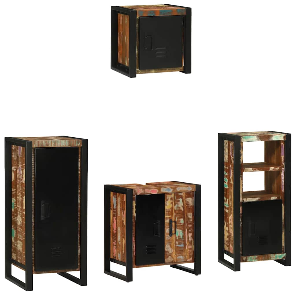 Bathroom Furniture Set with Shelf 4 pcs Solid Reclaimed Wood