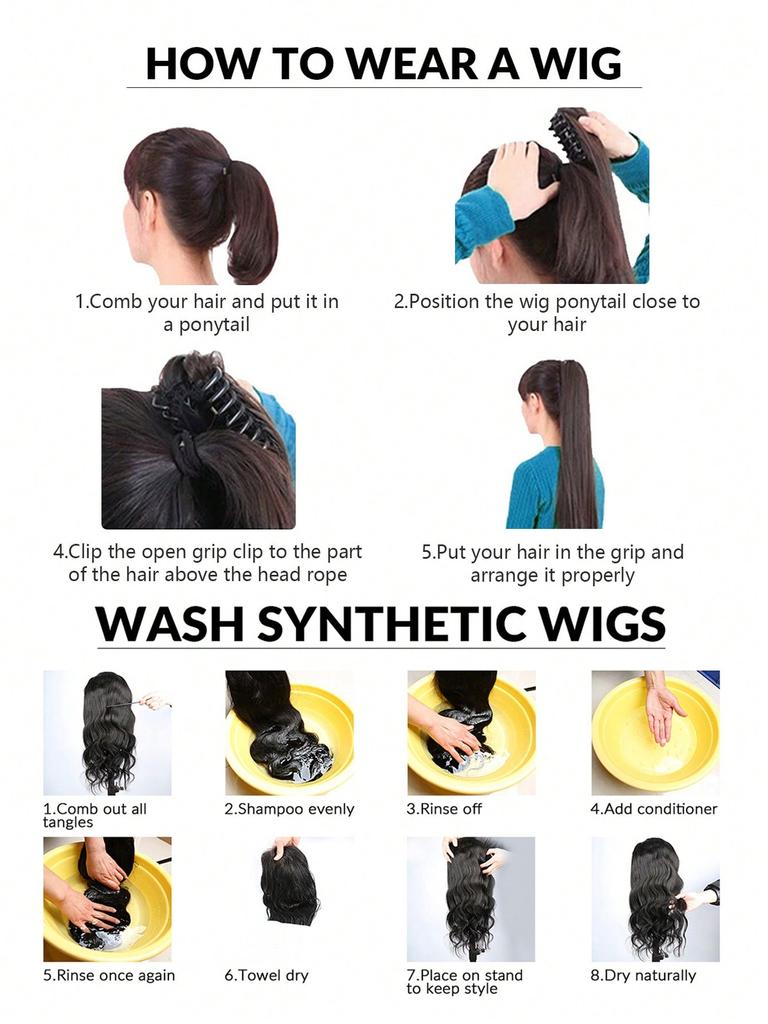 Synthetic Messy Claw Clip Hair Straight Bun Fake Hair Bun Female Hair Tail Extension