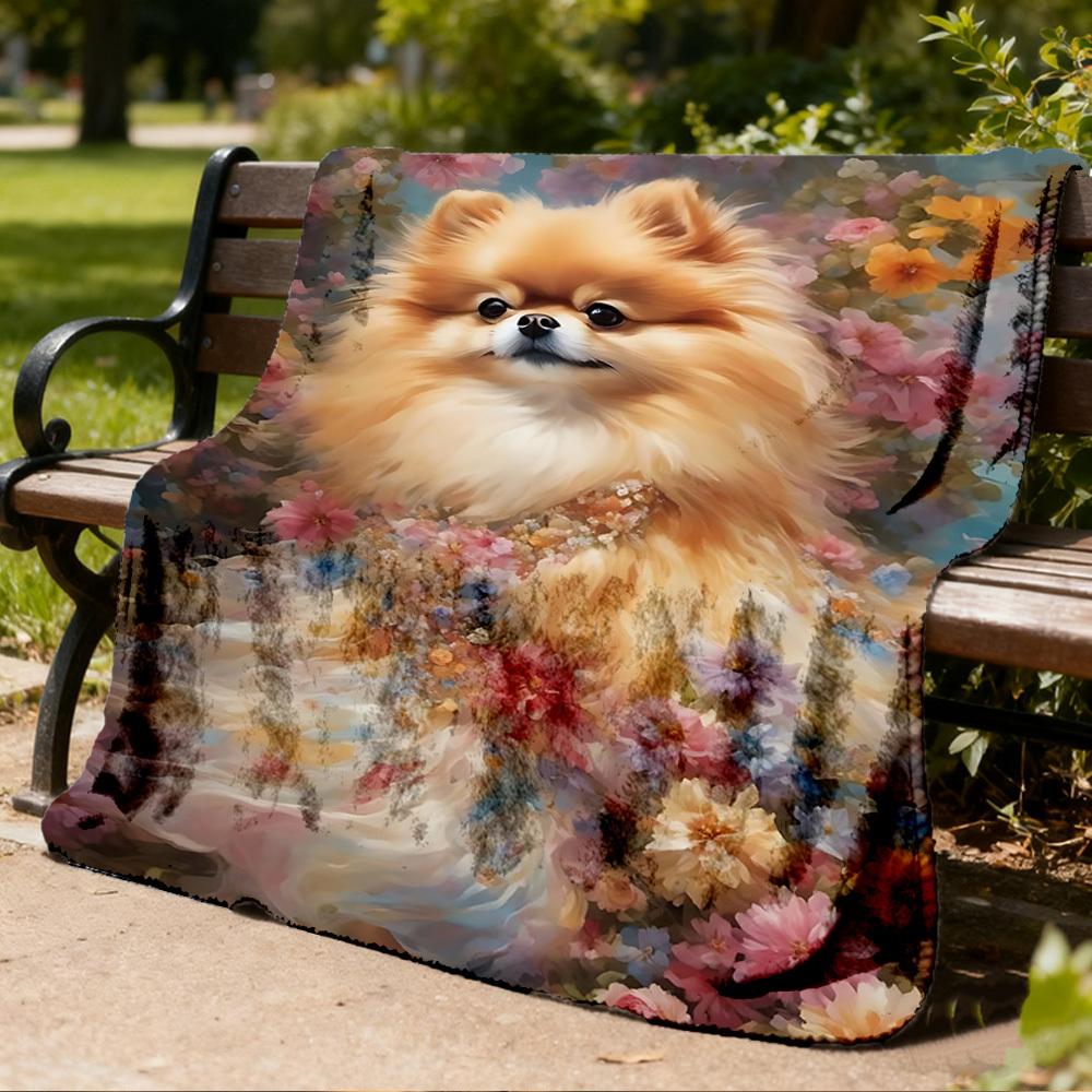 1pc Floral Dress Outdoor Flannel Blanket , Machine Washable Perfect Gift for Birthday , Holiday Travel Accessory , Durable Material